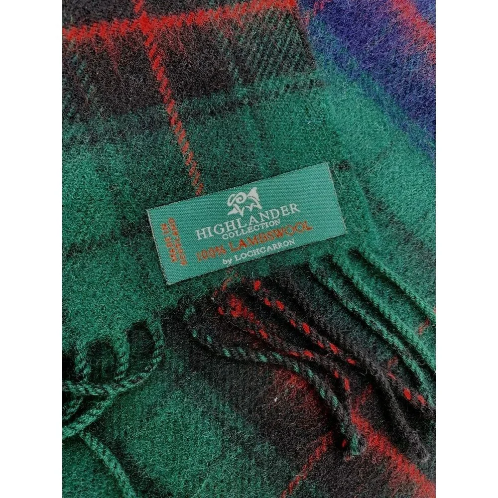 HIGHLANDER COLLECTION by LOHCARRON Scarf Plaid 100% Wool Green 58